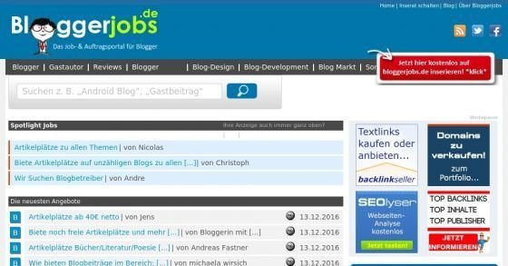 Gratis Blogger-Jobs suchen und finden auf bloggerjobs.de