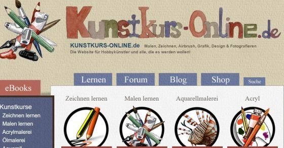 Gratis Malen und Zeichnen lernen auf Kunstkurs-Online.de