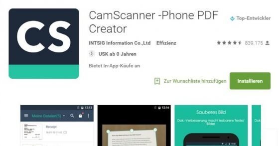 Gratis Scanner-App: CamScanner macht den Scanner arbeitslos