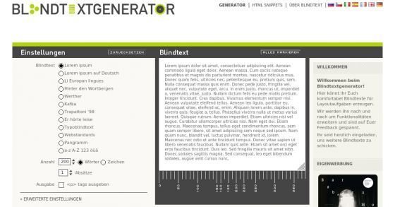 Lorem ipsum - Blindtext-Generator für  Dummy-Texterstellung