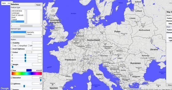 Online-Tool um Farben & Farbstile in Google Maps anzupassen